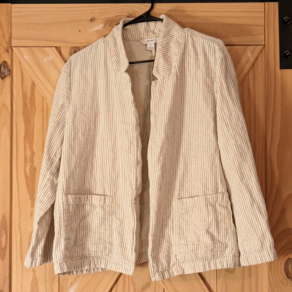 Old Navy Cream Pinstripe Blazer Size XL with pockets